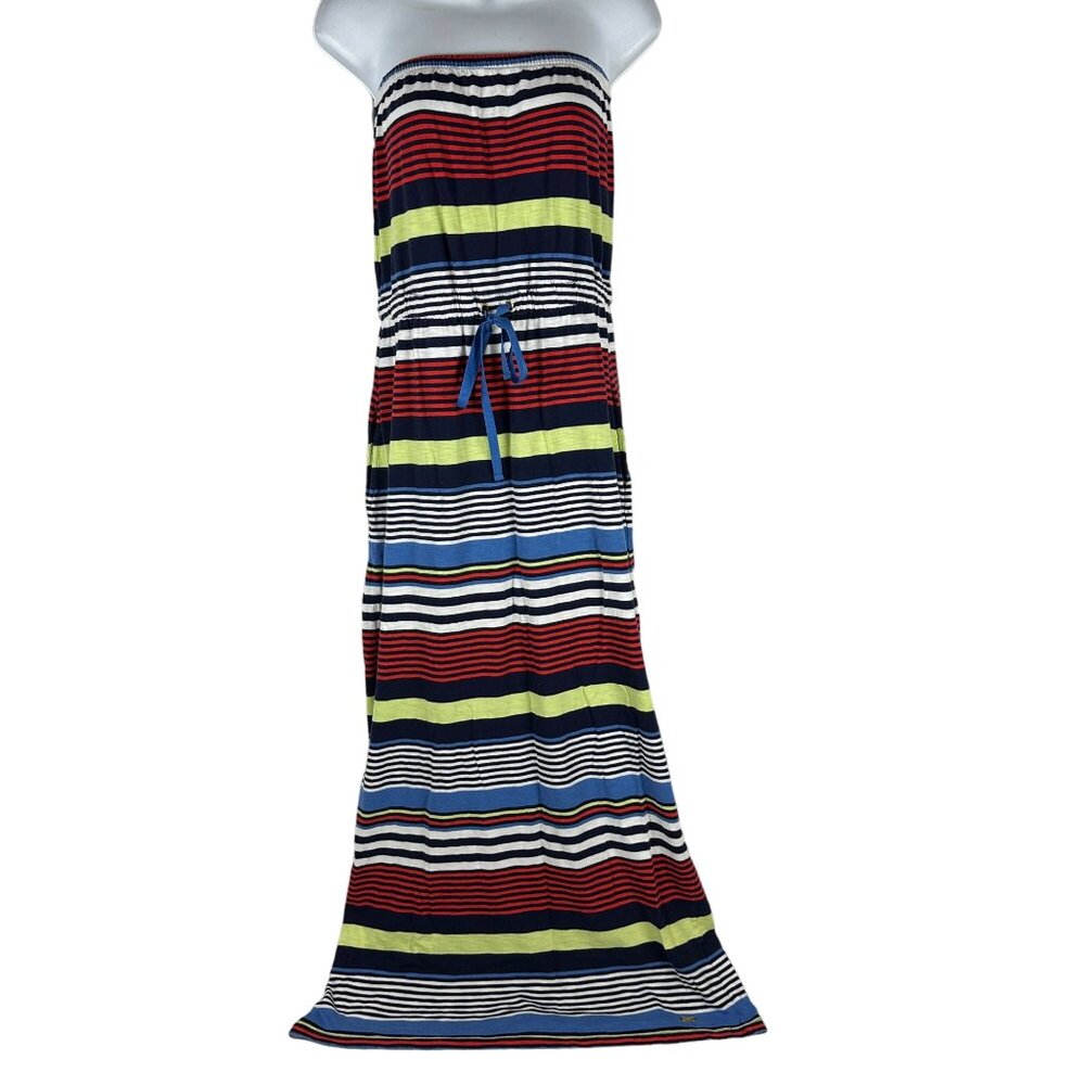 Tommy Hilfiger Strapless Striped Maxi Dress Size S Cotton & Modal Blend